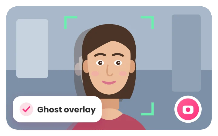 Daily Selfie camera with face guide and a ghost of the previous photo